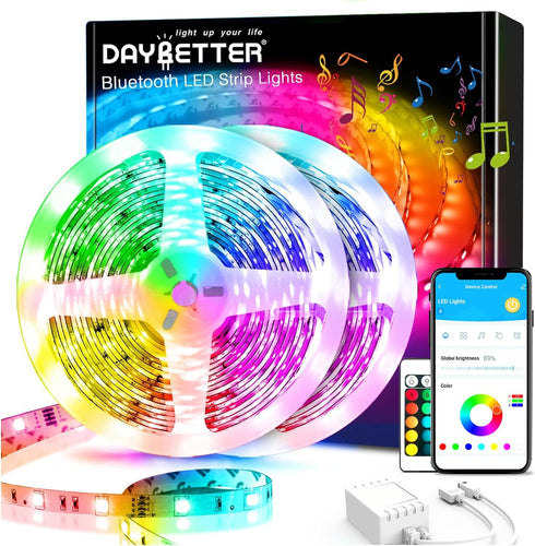 DAYBETTER 65.6Ft Smart Led Lights,2835 RGB Led Strip Lights Kits with Remote,