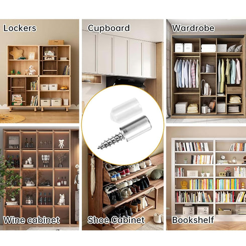 DIELLY 48 Pack (48) Self Tapping Screws Cabinet Laminate Support, Shelf Pins with Non-Slip Sleeve, Cabinet Shelf Pegs