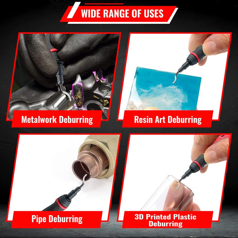 AFA Tooling - Extendable Neck Deburring Tool with 3 Extra Swivel Blades for Metal, Resin, PVC, Copper, Plastic, 3D
