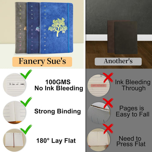Fanery Sue Journal Notebook 3 Pack, Tree of Life Journals, A5 College Ruled, 200 Pages, Thick Paper, Hard Cover
