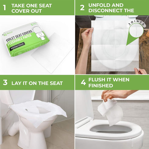 (50 Pack) 100% Toilet Seat Cover Paper Flushable - XL for Adults and Kids Potty Training, Biodegradable Travel Supplies