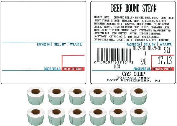 CAS Labels LST Thermal Printer - Compatible with CAS LP-1000, 12 Rolls, 8020