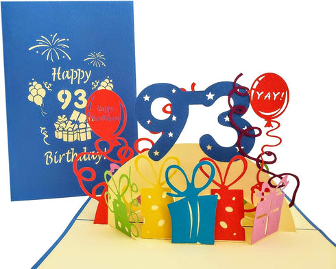 iGifts And Cards Happy 93rd Birthday 3D Pop Up Greeting Card – Ninety-three, Awesome, Balloons, Unique Gift Celebration