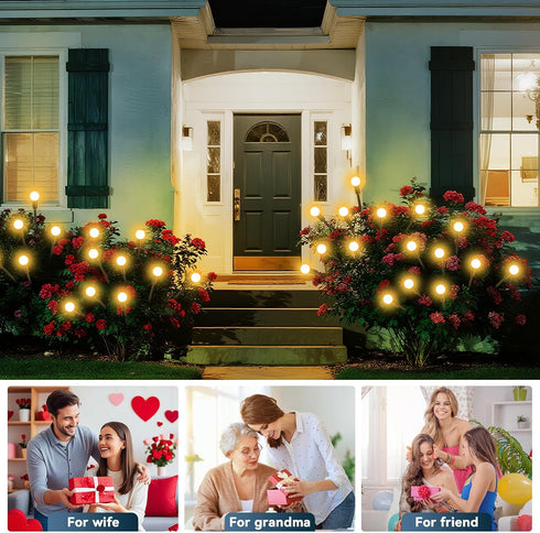 2 Pack 16 Solar Garden Lights Outdoor Waterproof, LED Swaying Firefly Lights Outdoor Decor Light for Pathway Party
