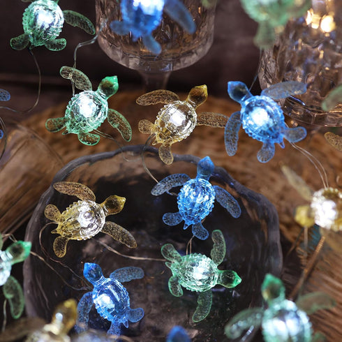 10ft 30LED JASHIKA Beach Theme Sea Turtle Fairy Lights Marine Life Waterproof Battery Operated String Lights Indoor