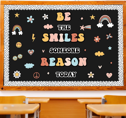Classroom Bulletin Board Decoration Set with Welcome Banner for Boho Hippie Groovy Theme, Kindergarten to Middle School