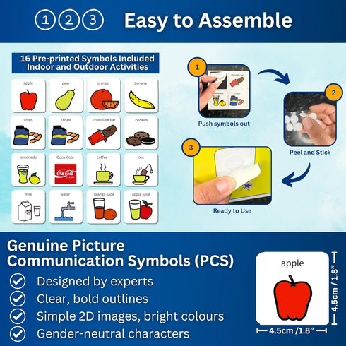 Snack Choice Board – Premium Durable Plastic Visual Schedule for Kids, 16 Autism Communication Cards