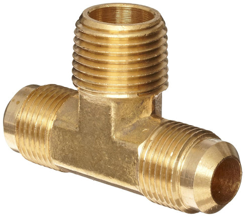 Anderson Metals-04045-0404 Brass Tube Fitting, Tee, 1/4" Flare x 1/4" Flare x 1/4" Male Pipe