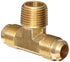 Anderson Metals-04045-0404 Brass Tube Fitting, Tee, 1/4" Flare x 1/4" Flare x 1/4" Male Pipe