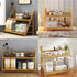YANQINQIN 11.8" 7.5" 13.8" 2-Tier Bamboo Double-Layer Storage Shelf - L x W x H, Foldable Wooden Ladder Shelves
