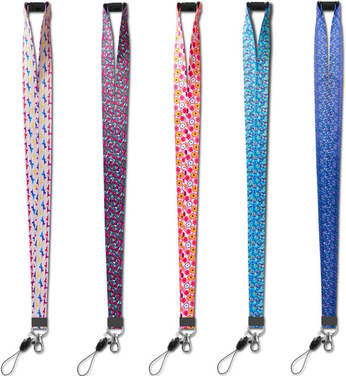 YOUOWO 5 Pack Cute Breakaway Lanyards for Women & Kids - ID Badge & Card Holders, 0.79 inches Wide