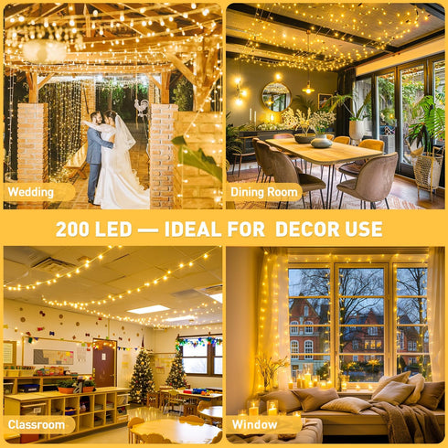 JMEXSUSS 200 LED Warm White Christmas Lights, 66 Ft Twinkle Fairy Indoor String Lights for Bedroom, Wedding