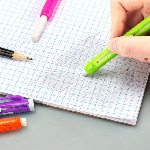 Retractable Mechanical Eraser Pen - Assorted Color Pen-Style Erasers, 5 Pack
