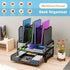 Simple Trending Mesh Desk File Organizer, Desktop Storage with Sliding Drawer, Double Tray, and 5 Upright Sections
