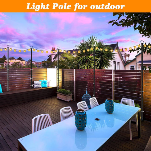 2 Pack Poles,10 (10FT 2 Pack) Mutovlin String Light Ft Light Poles for Outside String Lights,Outdoor Lights Pole