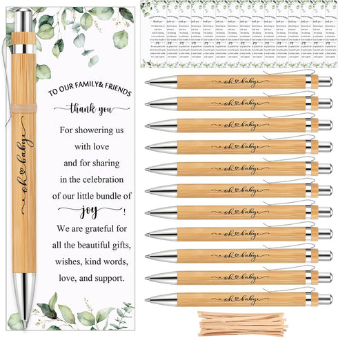 Yeaqee 25 Sets Woodland Safari Baby Shower Gifts, Bamboo Pens, Gender Reveal Greeting Cards, Souvenirs