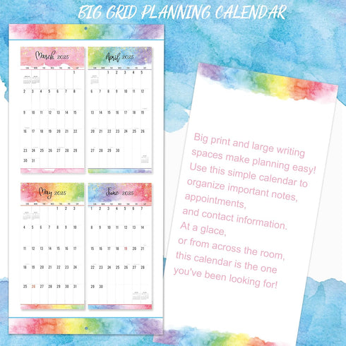 Wall Calendar 2025-2026, 18-Month Monthly Calendar, Jul. 2025 - Dec. 2026, Large Print, 12" x 24"