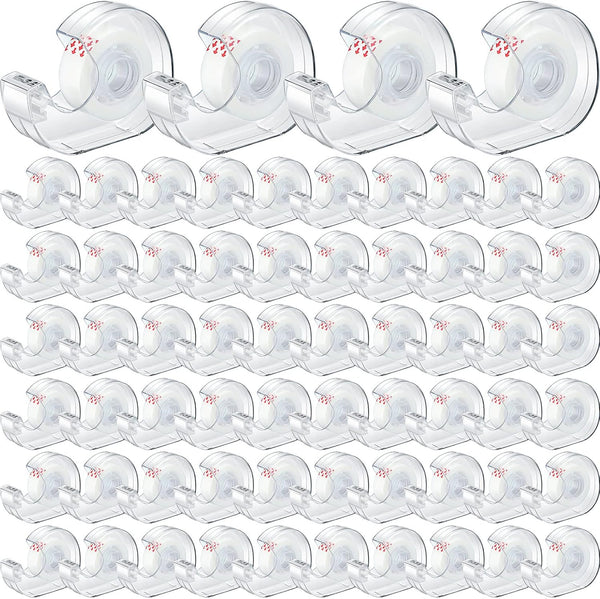 Yahenda 64 Pcs Invisible Tape - Refillable Dispensers, 0.7 x 985 Inches Transparent Tape for Office Home School