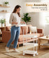 4-Tier 37.4in 8 Homde Slim Rolling Cart for Kitchen: Space-Saving Narrow Floor Organizer - Tall Vertical Storage