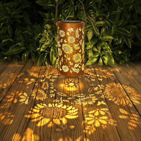 Sunflower Solar Lanterns Outdoor Waterproof Hanging Lights, Sunflower Gifts for Women Mom Grandma, Metal Solar