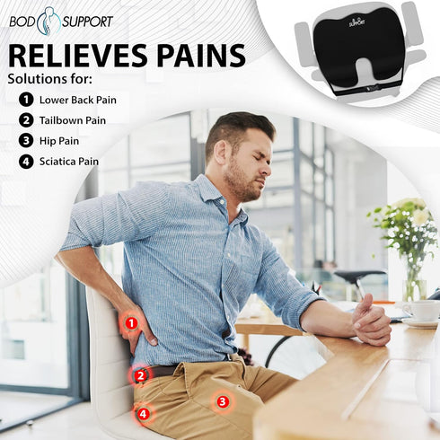 Tailbone Seat Cushions for Office Chairs, Desk Chairs, and Car Seats - Enhances Posture and Support - Non-Slip
