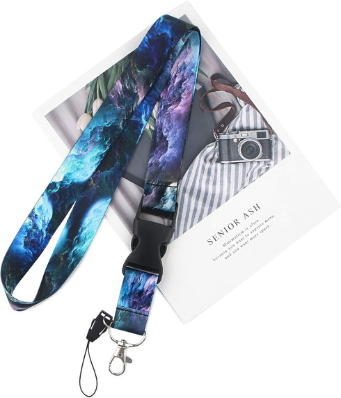 DMLSKY Blue Lanyard ID Badge Holder with Safe Release Buckle & Metal Clip for Adult Teen