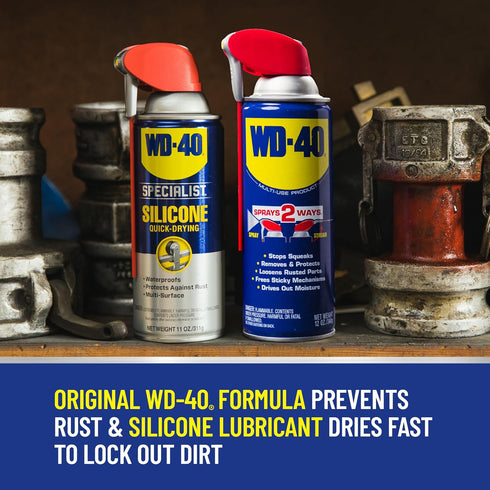 WD-40 Pack, 2 12oz 11oz (Pack 2) Multi-Use Product & Specialist Silicone Lubricant Combo Smart Straw Sprays Ways