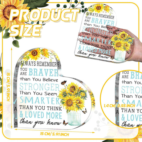 5.9 5.9 Inch Yulejo Sunflower Gift for Women Sunflower Desk Decor Acrylic Inspirational Quote Keepsake Teacher
