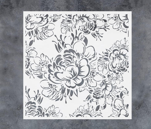GSS Designs Peony Wall Stencil, Reusable Floral Stencil for DIY Flower Painting on Walls, Floors, Wood Furniture (Peony