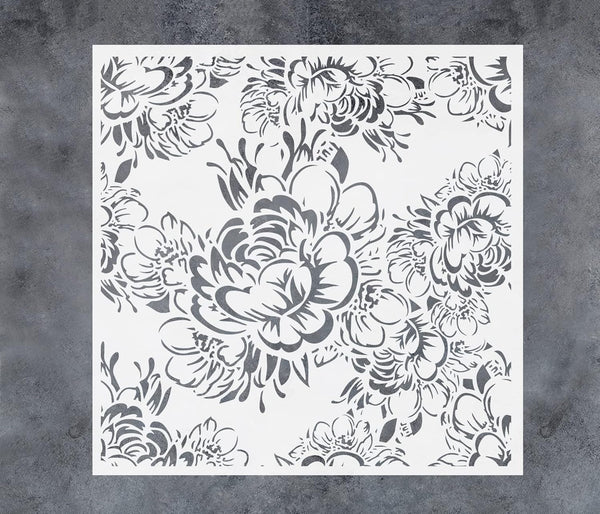GSS Designs Peony Wall Stencil, Reusable Floral Stencil for DIY Flower Painting on Walls, Floors, Wood Furniture (Peony