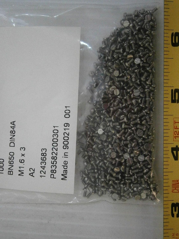 Generic New Pack of M1.6 x 3 Steel Screw Cheese Head Slotted DIN84A