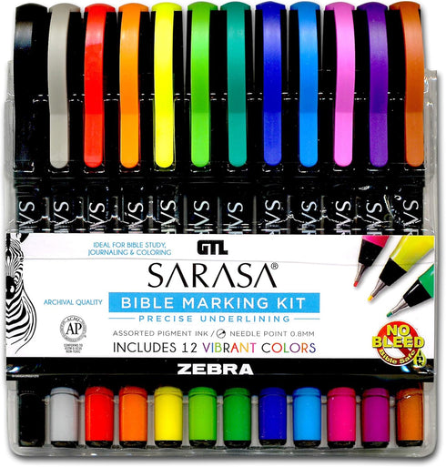 Zebra Sarasa Fineliner Bible Marking Kit - Set of 12