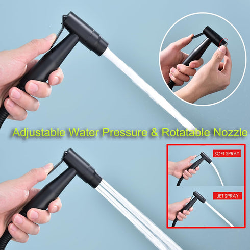 Senhozi Matte Black Toilet Bidet Sprayer, Sprayer Attachment with Stainless Steel Hose for Personal Hygiene, Handheld