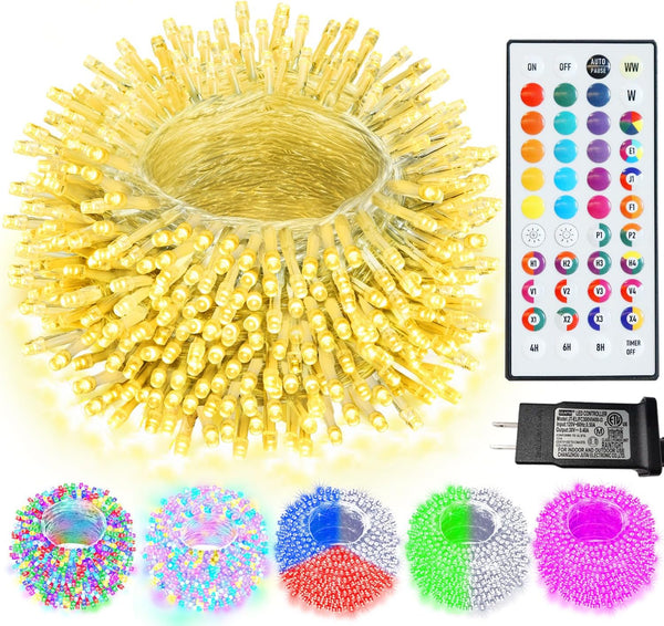 Pooqla Color Changing Christmas String Lights with Remote, 35 Colors 66FT 200LED
