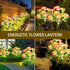 2 Pack Solar Lights Outdoor Waterproof, Garden Decor with 14 Realistic Dahlias/Zinnia, Solar Powered Outdoor Lights
