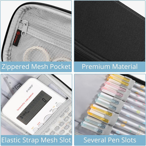 FINPAC Large Capacity Pencil Case, Pen Pouch Organizer for Women and Men, Office Supply Storage, Don't Touch