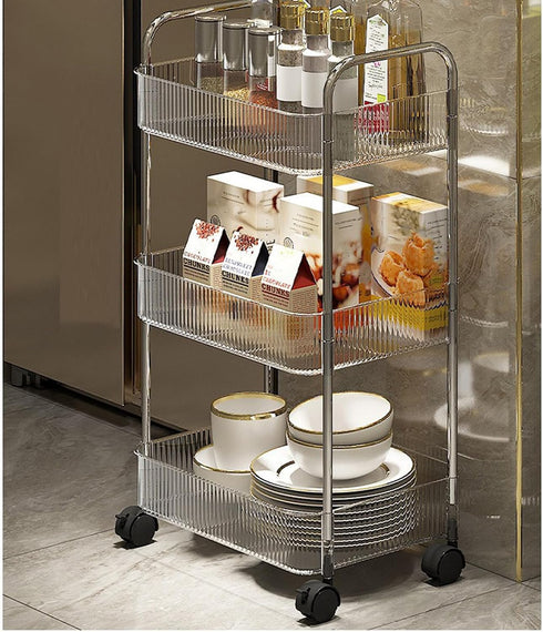 Dtipbah Clear Rolling Beauty Storage Cabinet Multi Shelves Rolling Cart Organizers for Skincare Cosmetics Collection