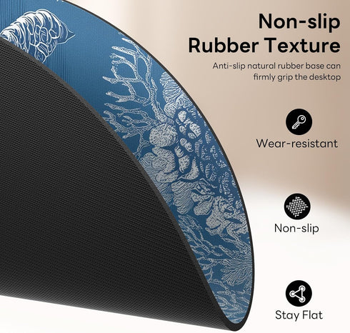 Velluxion 8x8 Sea Turtle Mouse Pad in, Cute Chill Vibe Ocean Themed Round Mousepad with Non-Slip Rubber Base