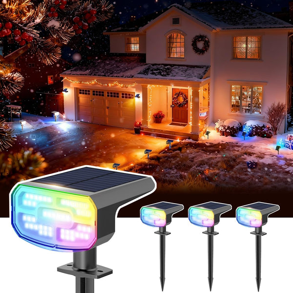 DAMINY Color Changing Solar Spot Lights 9 Lighting Modes, Outdoor Waterproof IP65,Multicolor