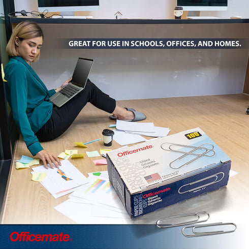 Officemate Giant Paper Clips, 1,000 Clips Total (Pack of 10 Boxes of 100 Clips Each) (99914)