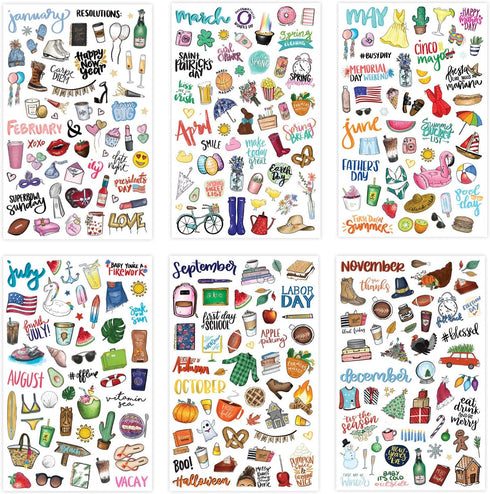 Pack 310 Pack! bloom daily planners Holiday Seasonal Planner Sticker Sheets - Vintage Seasonal Sticker - Removable