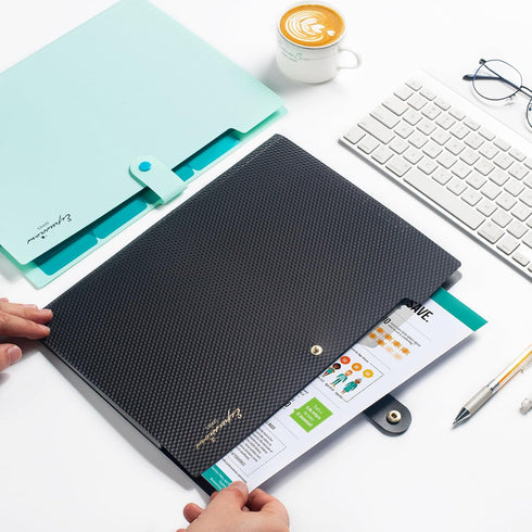 Sooez Accordion File Organizer, 5 Pocket Letter Size Expanding File Folder with Labels for Documents, Portable Paper