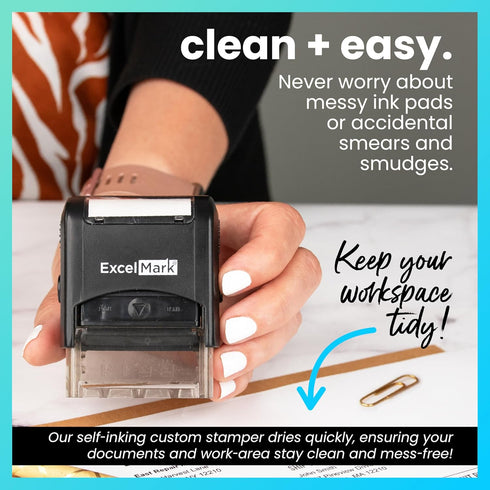 ExcelMark DEPOSITED Self-Inking Rubber Stamp with Red Ink