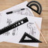 Styquenzer 5Pcs Set, Set, 6/8 Inches Metal Geometry Math Drafting Ruler Kit Aluminum Triangle Rulers Metal Ruler