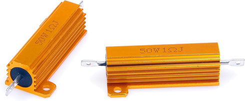 50 Watt 1 Ohm 5% Wirewound Resistor - Electronic Aluminium Shell Resistors Gold (Pack of 2)