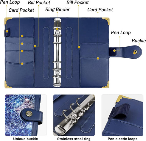 HOGGU Budget Binder with A6 Cash Zipper Envelopes for Budgeting, Cash Organizer, Savings Binder with Budget Sheets