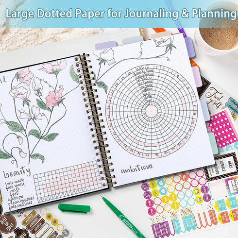 Spiral Notebook, 8.5" x 11", 300 Page Dotted Journal, Thick Paper A4 Leather Notebook for Men Women, Pink Bullet Journal