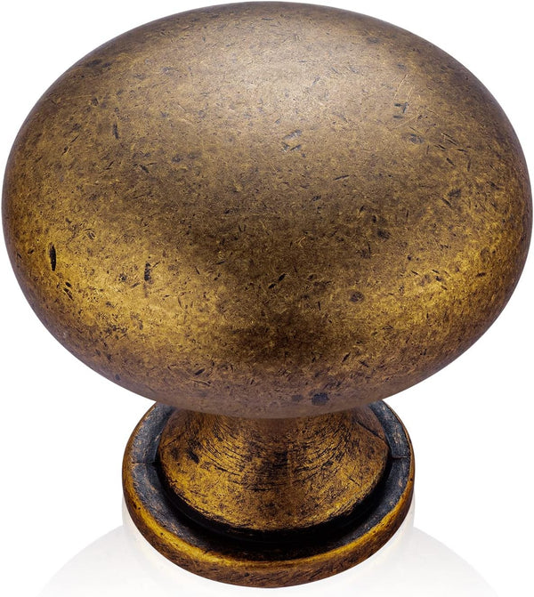 5-Pack Antique Brass Cabinet Knobs, Vintage Round Drawer Knobs for Kitchen Cupboards, Unique Home Improvement