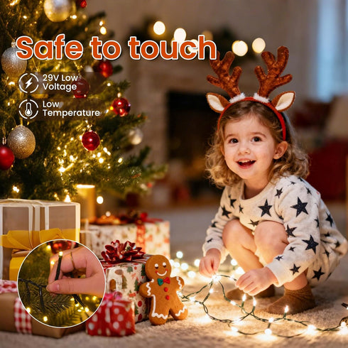 400 49FT 8 Cluster Lights Christmas Led Fairy Lights Green Wire Twinkle Lights with Remote Modes String Lights Timer