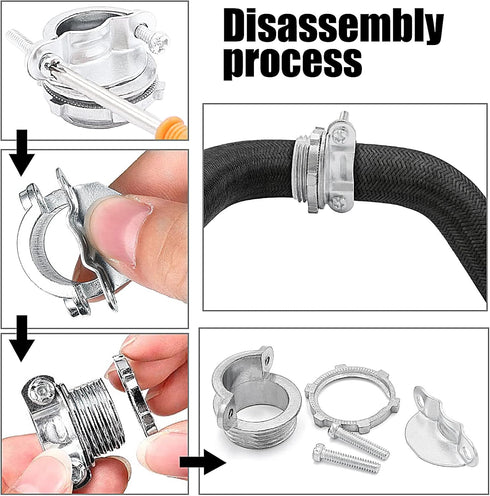 5 Pack 1 Inch NM Cable Clamp Type Connectors for Metallic Conduit Protect Cables, Silver-Zinc